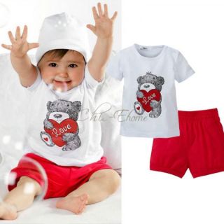 Baby Toddler Boy Bear T Shirt Top Pants Costume Summer Outfits 2pc Age 1 3 Years
