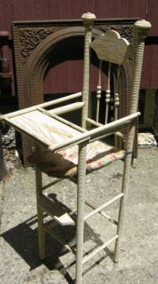 Antique Primitive Child Doll Toy Wood Baby High Chair