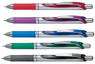 5 x Pentel EnerGel Retractable Roller Pen 0 7mm Black Red Blue Purple Green