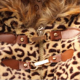 Pretty Baby Girls Faux Fur Leopard Hoodies Coat Kids Winter Warm Jacket Snowsuit