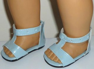 Blue Flat Strap Shoes Sandals Made to Fit 18" American Girl Doll Clothes