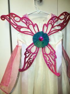 Sz 4 Butterfly Fairy Princess Costume Velcro Removable Glitter Wings Toddler