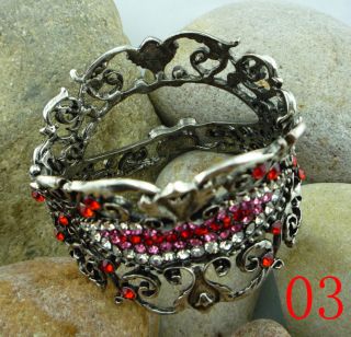 New Fashion Rhinestone Crystal Flower Vintage Style Cuff Bangle Bracelet S102