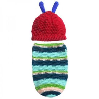 2pcs Newborn Babys Infant Crochet Knit Caterpillar Costume Outfit Photo Sz 0 12M