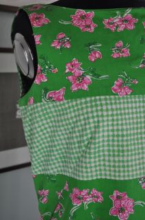 Lilly Pulitzer Women's Size 6 Green Floral and Gingham Dress Summer 