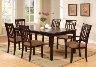 7pc 78x42 Central Park Dining Room Set Table Wood Dark Cherry Finish Furniture