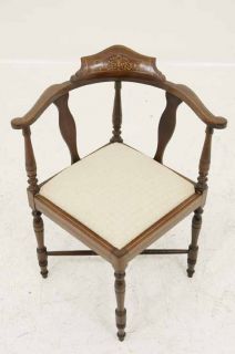 Antique Scottish Mahogany Victorian Inlaid Corner Chair