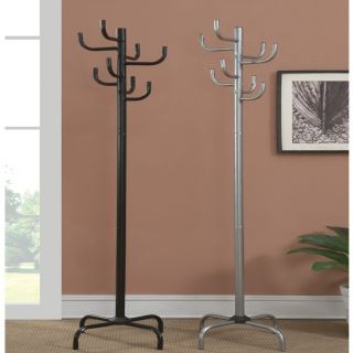 Kings Brand Black Silver Hall Tree Coat Hat Rack Stand New