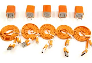 5X Lot 8 Pin USB Data Transfer Charger Sync Flat Cable for iPhone 5 5g Home Plug