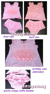 Baby Girl 2pcs Pink Ruffle Cake Vest Bloomer Set 9 27m