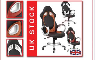 Bucket Racing Car Seat Office Computer Chair Black Red White Brown PU Leather