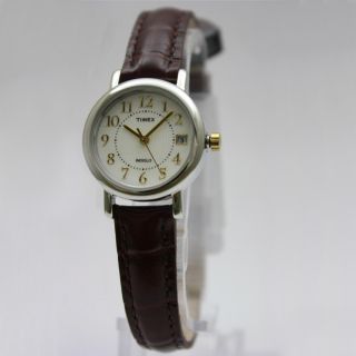 Timex T2N336 Women Ladies' Date Indiglo Light Leather Quartz Wrist Watch Brown