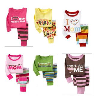 U Pick 2 Pcs Baby Toddler Girls Boys Mom Dad Long Sleeve Sleepwear Pajamas 2T 7T