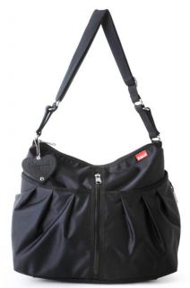 New Storksak Baby Mel Amanda Zipper Designer Hobo Fashionable Black Diaper Bag