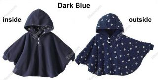 Baby Kids Toddler Reversible Hooded Cape Cloak Poncho Coat Hoodie Jacket Outwear