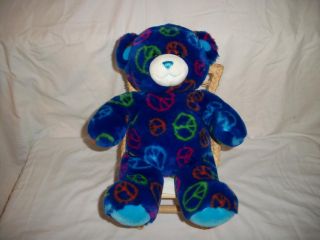 Build A Bear Workshop Royal Blue Peace Friendship Teddy Bear w Peace Signs