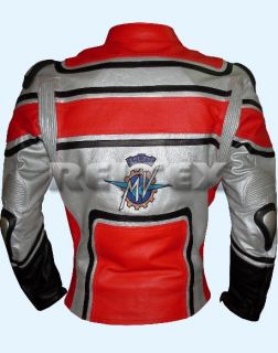 Red Black Silver MV Agusta Special Edition Motorcycle Leather Jacket Any Size
