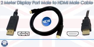 2M Display Port DP 20 Pins to HDMI HD TV 1080i Laptop Notebook Audio Video Cable