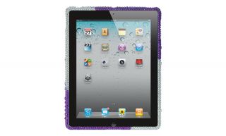 iPad 2 Purple Silver Bling Diamond Rhinestone Hearts Protector Cover Case
