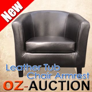 Brown Faux Leather Lounge Arm Tub Chair Sofa