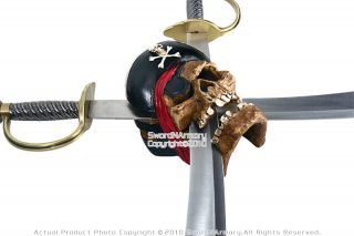 Caribbean Pirate Sword Hanger Skull Wall Mount Holder