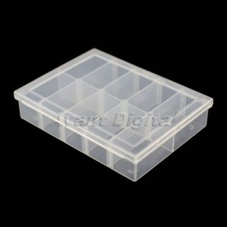 Clear Transparent Portable Plastic 10 Compartment Storage Container Case Box