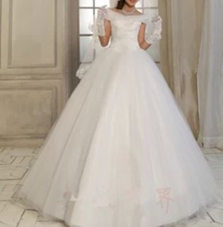 Off Shoulder Floor Length Wedding Dress White Slim Ball Embroidery Bridal Gown