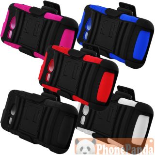 Dual Layer Hybrid Armor Case w Stand Plus Holster for Kyocera Hydro C5170 New
