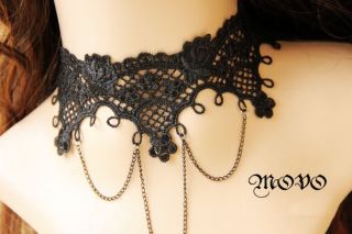 New Women Sexy Lace Vintage Gothic Vampire Black Choker Chain Collar Necklace