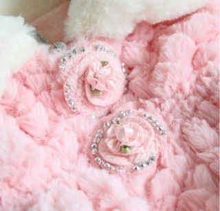 Pretty Baby Girls Faux Fur Applique Lapel Waistcoat Kids Outwear Princess Coat