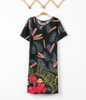 2014 Style Dress New Women European Skirt Flower Print Dress