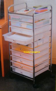 New 10 Drawer Rolling Scrapbook Organizer Cart Storage