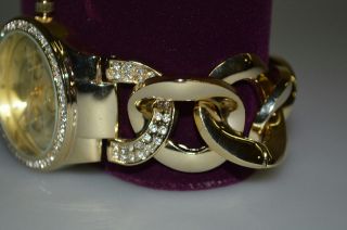 Akribos XXIV New Ladies Chain Link Crystal Bracelet Watch Gold Rtl $445 00