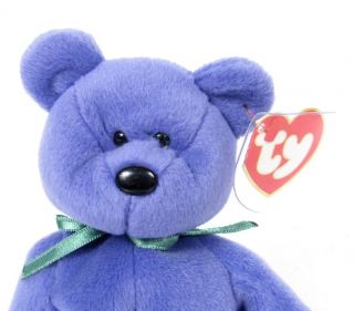 Candy Spelling's Beanie Baby New Face Violet Teddy Bear 1993 1st Gen Tush Tag