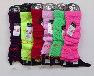 Candy Color Knitted Leg Warmers Hose Stockings Socks Finger Less Long Gloves