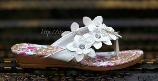Girls White Floral Flip Flops Kids Sandals US Child Size 9 5 10 5 11 5 12 5 13