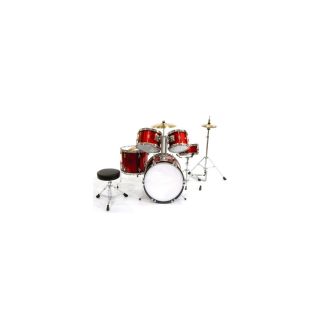 WJM Percussion 5 Piece Junior Drum Set Red New