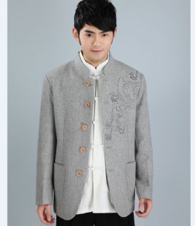 Black Gray Brown White Chinese Style Men's Jacket Coat Cheongsam Sz M L XL XXL