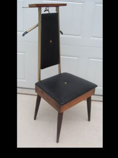 Mid Century Danish Modern 1960s Mod Mens Valet Butler Chair Suit Stand Storage