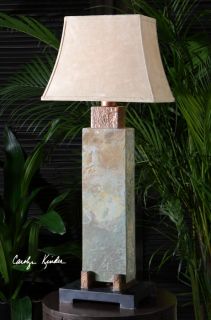 Slate Hammered Copper Tall Indoor Outdoor Table Lamp