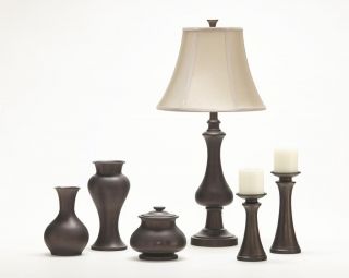 New Ashley Nidra Traditional Clasic Matte Brown Metal Table Lamp Set of 2 PC