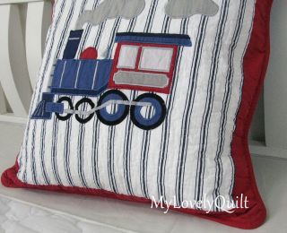 Choo Choo Train Applique Patchwork Quilted Decorative Cushion Cover 50x50cm