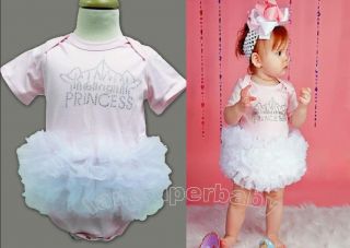 0 24M Sweet Baby Girl Pink Princess Romper w Bling Rhinestone Ruffle Tutu