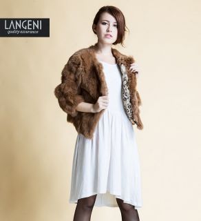 100 Real Rabbit Fur Coat Short Style Winter Jacket Girl Outerwear Lady Coats