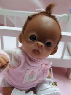 OOAK Baby Orangutan Monkey Sculpted Polymer Clay Art Doll Poseable Miniature