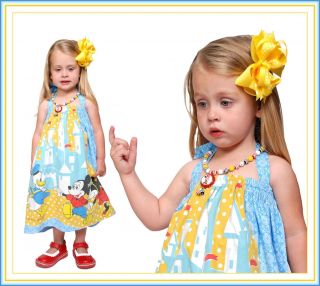 BOOAK Boutique Custom Vtg Fabric Girl Disney Vacation Halter Dress Birthday OOAK