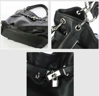 Korea Fashion Women's Lady Girl Soft PU Leather Tote Handbag Lock Shoulder Bag