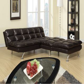 Modern 2 PC Espresso Black White Red Faux Leather Sofa Bed Futon Sleeper Chair