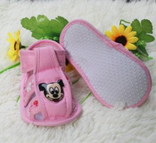 Newborn Baby Shoe Stripe Mickey Mouse Sandals Soft Sole Infant Shoes 0 14M New