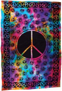 New Huge 6' x 9' Tie Dye Peace Sign Tapestry Blanket Bedspread Wall Hanging